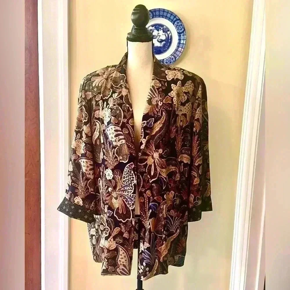 Christian Dior | 80’s Vintage 100% Silk Open Front Lightweight Jacket/Blazer